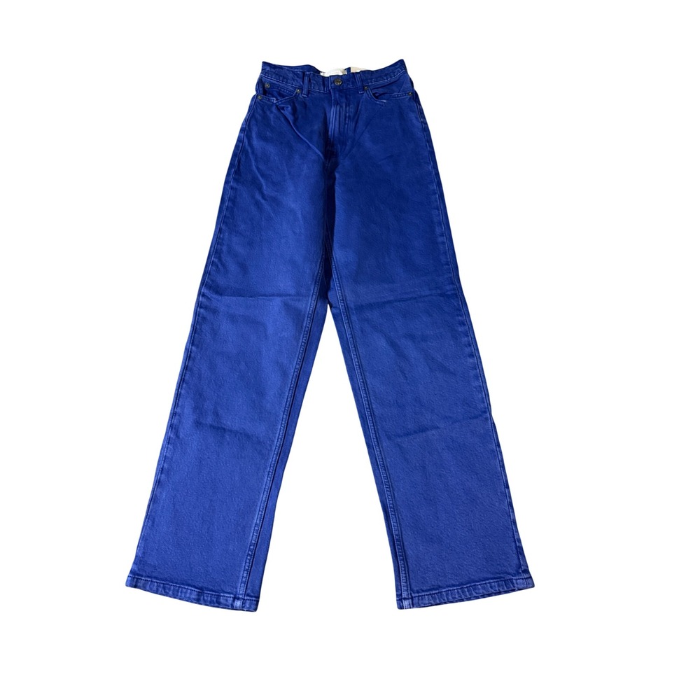 NWT Everlane Straight Way High Jean SZ 25 Tall Blue Zip High Rise Organic Cotton